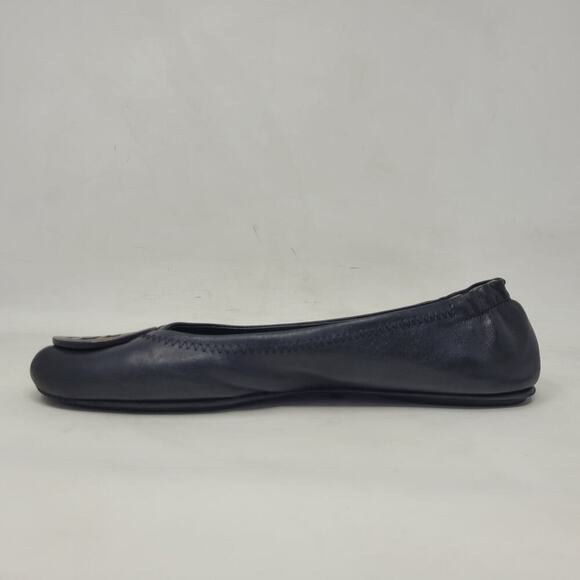 Tory Burch Flats Womens 7M Black Leather Minnie Ballet Comfort Double T Sip On - Picture 6 of 13